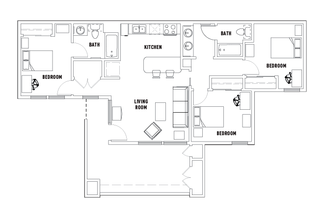 3 Bed - 2 Bath Private Bath
